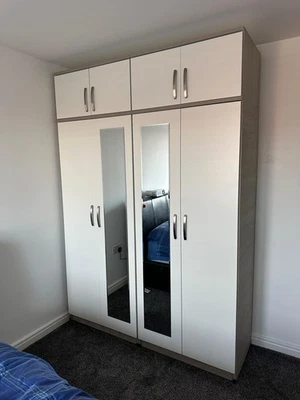 Brand New Oak/White 4 Doors Cupboard/Wardrobe With Top Boxes Only £380,  ❤️  - Image 1 of 4