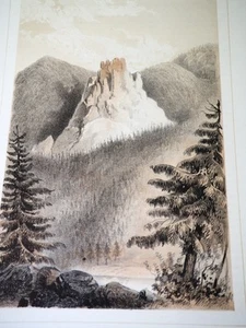 Antq Lithograph U.S.P.R.R. Exp Survey, "Castle Rock in Canon of Mpto-Ly-As River - Picture 1 of 1