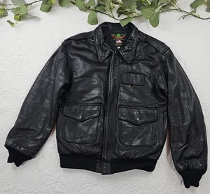 Chaqueta de bombardero de cuero negra Perrone Aviation A2 y G1 de colección talla M hecha en EE. UU. - Imagen 1 de 15