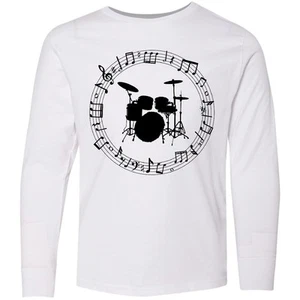 Inktastic Drummer Percussionist Music Gift Youth Long Sleeve T-Shirt Drums Trap - Picture 1 of 3
