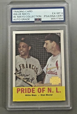 2001 Topps Archives #138 Pride of the N.L.  Willie Mays AUTO - PSA 6 Authentic - Image 1 of 4