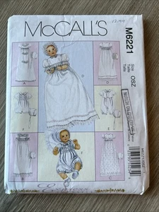 2010 McCall's M6221 Express Yourself Infants Christening Gown Rompers Pattern - Picture 1 of 3
