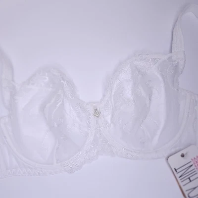 Sujetador ligero 40G sujetador de encaje transparente sin forro blanco talla grande sujetador lencería europea Foto 1 de 4