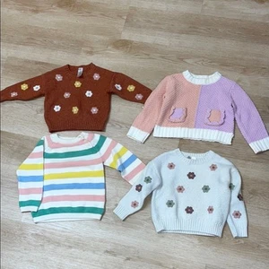 4x 18/24m Girl’s Sweaters Modern Moments H&M Design History Floral Stripes Solid - Picture 1 of 9