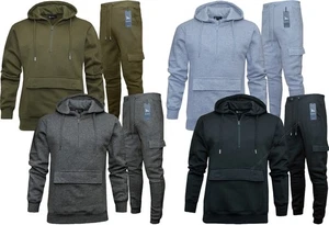 Jogginganzug Set Hoodie 1/4 Zip Beutel Tasche und Slim Fit Cargo Jogginghose von Beebizco - Bild 1 von 8