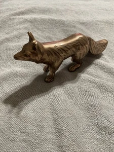 Metal Fox 9” Figurine Statue Copper Colored - Picture 1 of 5