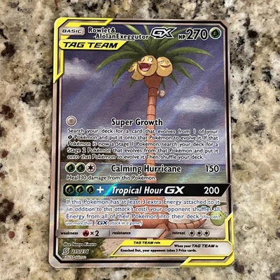 Pokémon TCG Rowlet & Alolan Exeggutor Tag Team GX Unified Minds 215/236 - Image 1 of 4