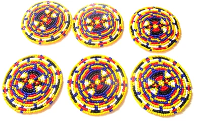 Beaded Round Rosette 2-1/2" Patches Set of 6 - Image 1 of 4