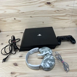 Sony PlayStation 4 Pro 1TB 4K HD Black Console with Controller Headphones Cables - Picture 1 of 21