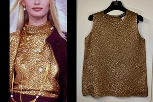 Chanel 96A Iconic Rare Museum Shining Gold Vest W Gripoix Jewelry Button 42 44 - Picture 1 of 15