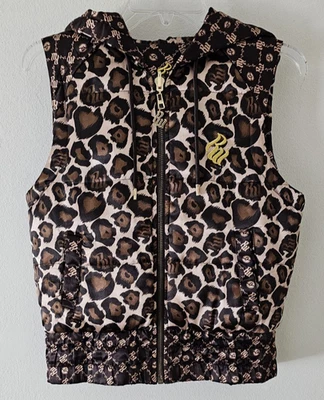 Rocawear Reversible Hooded Puffer Vest S Womens Y2K Brown & Gold Y2K Urban Retro - Image 1 of 4