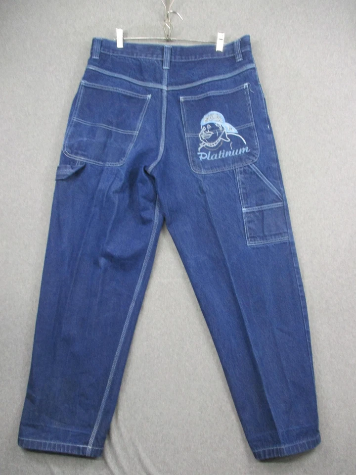 Platinum Jeans Mens 38 Blue Denim Fat Albert Carpenter Baggy Pants Hip Hop Urban - Imagem 1 de 4