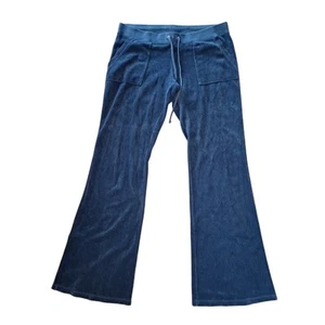 Vintage Juicy Couture Terry Track Pants Bootcut Navy Lounge Leisure Y2K Medium - Picture 1 of 8