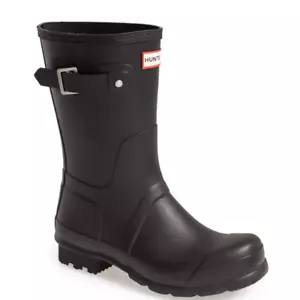 HUNTER Original Short Waterproof Rain Boot, Rubber Black, Size 10, NWT - Picture 1 of 5