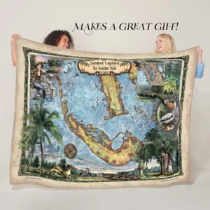 Sanibel Captiva Florida Mappa Pile Lusso Morbido Super Morbido Coperta Poliestere - Foto 1 di 12