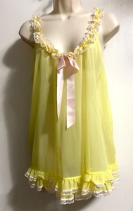 Victoria Secret MEDIUM See-Through Sheer Chiffon Chemise Top Shortie Nightgown - Picture 1 of 16