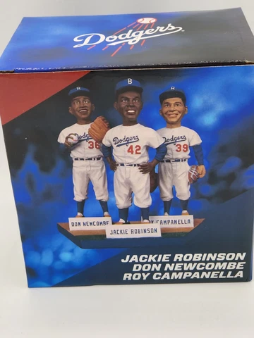 2013 Jackie Robinson, Newcombe , Campanella Statue SGA -NOT a Bobblehead NIB Cover