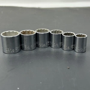 Craftsman -G- 3/8in. Drive 12 Point Standard Sockets - 6 Pieces 13/16-1/2”- USA - Picture 1 of 5