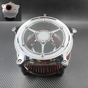 See Though Chrome Air Filter Cleaner Intake Fit For Harley M8 Touring Trike 2017 - Picture 1 of 6