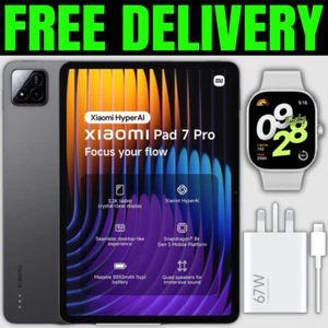 NEW Xiaomi Pad 7 Pro - GRAY - 8GB/256GB + Redmi Watch 4 & 67W Brick - UK Version - Afbeelding 1 van 12