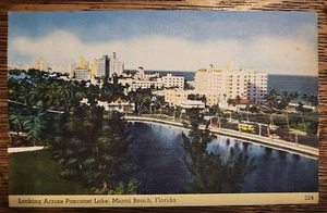 Vintage Postcard - Looking Across Pancoast Lake, Miami Beach, Florida - Picture 1 of 2