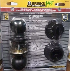 Cerradura de puerta combinada de cerrojo de entrada interior/exterior negro mate comercial BRINKS - Imagen 1 de 4