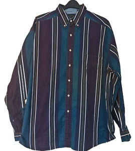 Structure Shirt Mens XL Green/Black Stripe Long Sleeve Vintage Cotton Top - Picture 1 of 6