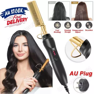 Electric Hair Beard Straightener Curler Hot Styling Comb Iron Fast Heated Brush - Picture 1 of 12