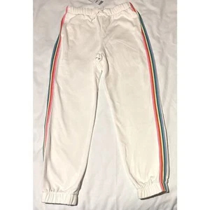 NWT Gap Kids Joggers with Rainbow Side Stripes, White, Sz L (10) - Picture 1 of 6