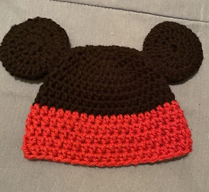 Handmade Crochet NB Mickey Mouse Hat - Picture 1 of 2