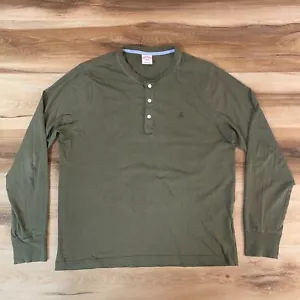 Brooks Brothers camicia uomo grande Henley verde manica lunga cotone maglietta - Foto 1 di 9