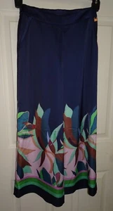 Pantaloni Ted Baker Navy gamba larga Culotte Gaucho stampati cropped taglia 0 (US 0-2) nuovi con etichette - Foto 1 di 8