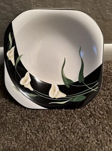 Sango Quadrille Black Lilies Square Soup Bowls, 7 1/2” - Picture 1 of 3