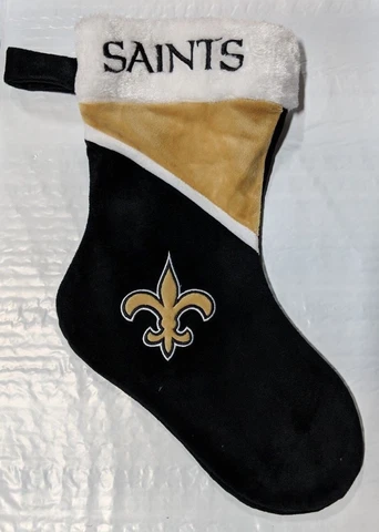 New Orleans Saints Christmas Stocking Holiday 17" New Team Color Block Swoop Cover