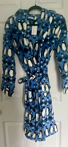  Vera Bradley Plüsch Fleece Pinguine blau Gürtel Kapuze Morgenmantel S M Geschenk - Bild 1 von 7