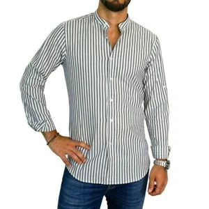 Camicia Uomo Collo Coreana SlimFit Fantasia a Righe Cotone Rigata - Imagen 1 de 3