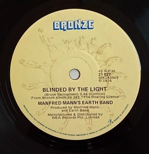 Blinded By The Light - Manfred Mann's Earth Band (1976 Australia) - Picture 1 of 2