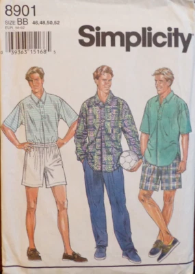 Simplicity Sewing Pattern 8901 Men's Shirt Pants Shorts Pull On Sizes 46-52 UC - Image 1 of 4