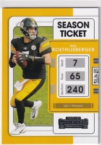 2020-21 Panini Football NFL Contenders No. 82 Ben Roethlisberger Season Ticket - Picture 1 of 2