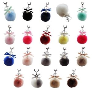 Eye Catching Bow Key Chain Pendant Furry Ball Key Rings for Phones Cute Jewelry
