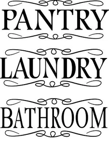 Pantry Laundry Bathroom Decals 3 Piece Set Vinyl Wall Decal Door Kitchen Home... - Picture 1 of 1