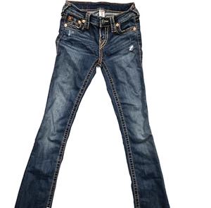True Religion Stella Low Rise Slim Straight Jeans SZ 24 Thick Stitch - Picture 1 of 14