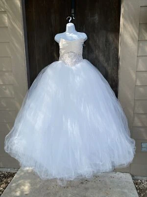 $4,500 NWT BADGLEY MISCHKA WEDDING dress Ball Gown Ivory White Sparkles  - Image 1 of 4