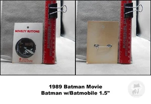 Vintage 1989 Batman Movie Batman w/Batmobile 1.5" Pinback - Picture 1 of 1