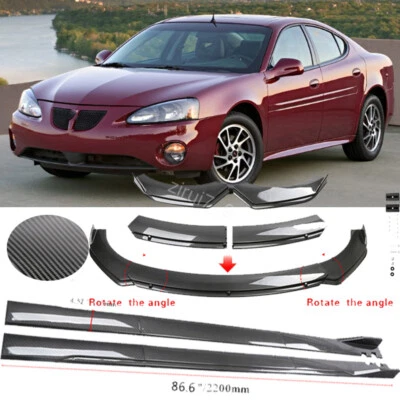 For Pontiac Grand Prix Carbon Style Dual Layer Front Bumper Lip+86.6" Side Skirt - Image 1 of 4