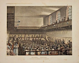 QUACKERS MEETING, "MICROCOSM OF LONDON", ACKERMANN 1808-10. - Picture 1 of 1