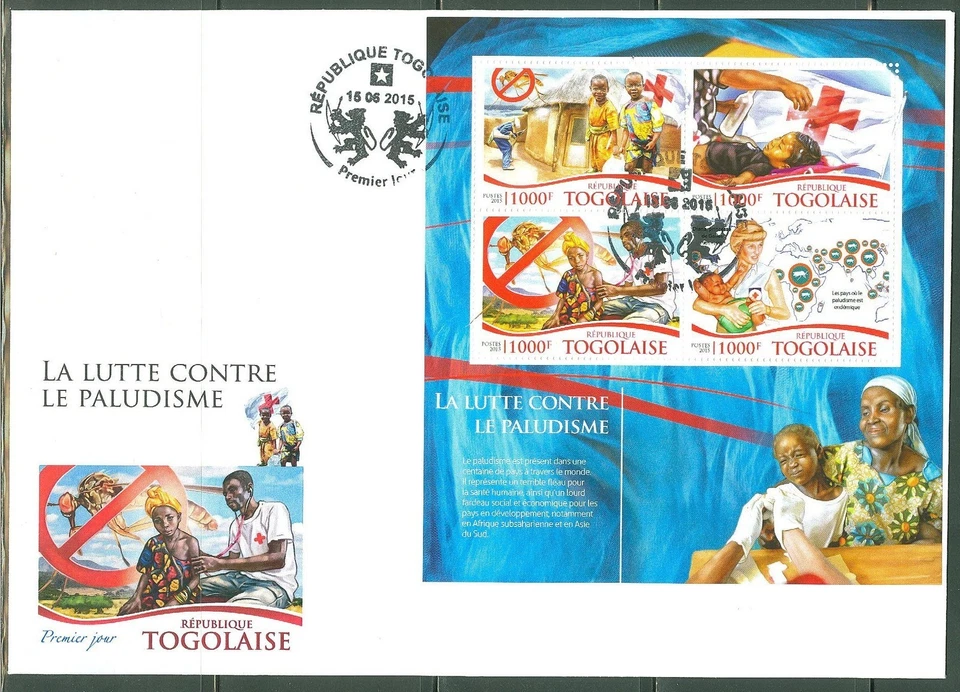 TOGO 2015 RED CROSS BATTLE AGAINST MALARIA PRINCESS DIANA SHEET FDC - Image 1 of 1