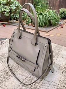 COACH Grey Leather SWAGGER FRAME SATCHEL Shoulder Crossbody - Picture 1 of 6