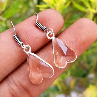 1 par de pendientes de gancho para mujer enchapados en plata de ley 925 de vidrio topacio facetado Foto 1 de 3