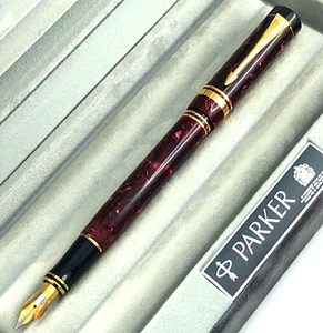 PARKER DUOFOLD BURGUNDY STILOGRAFICA VINTAGE NUOVA PENNA BORDEAUX NIB GOLD 18KT - Picture 1 of 5